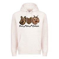 Pale Pink peace love cockapoo Premium Hoodie - RanaPortraitStore
