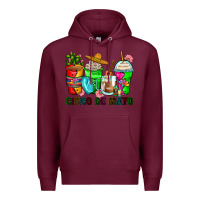 Burgundy cinco de mayo coffee cups Premium Hoodie - Zillion Design Studio