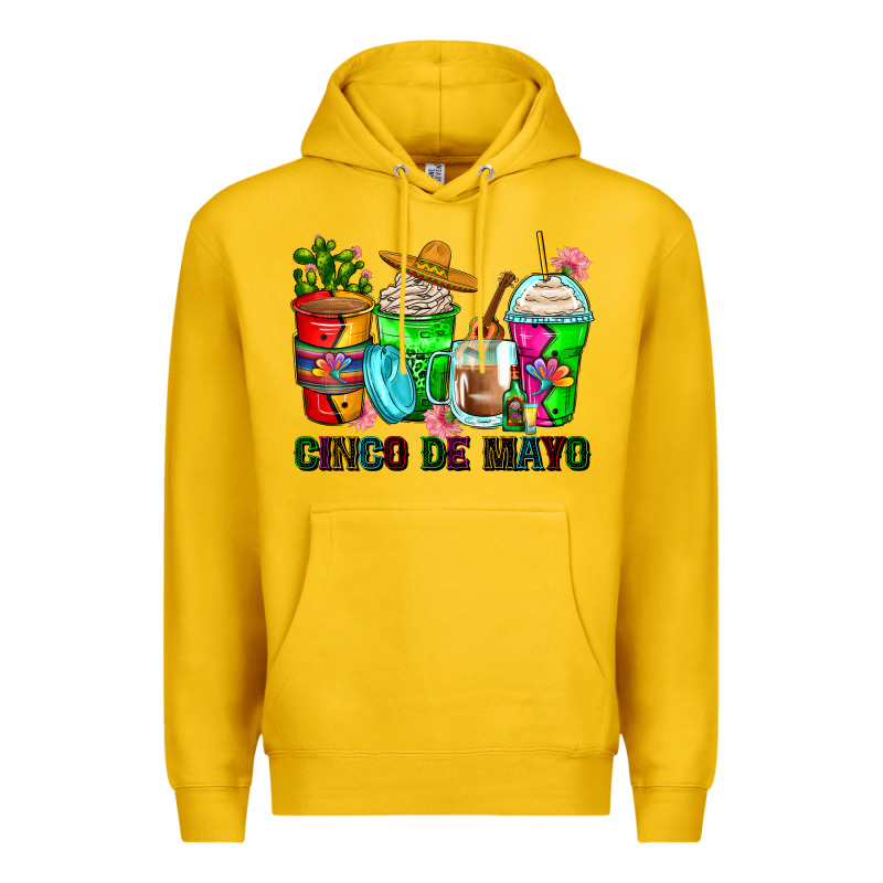 Cinco De Mayo Coffee Cups Premium Hoodie by Zillion Design Studio | Teevron
