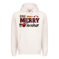 Pale Pink one merry teacher Premium Hoodie - RanaPortraitStore