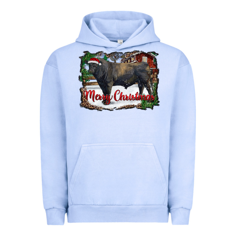 Merry Christmas Black Angus Bull And Farm Urban Hoodie by RanaPortraitStore | Teevron