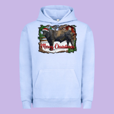 Merry Christmas Black Angus Bull And Farm Urban Hoodie Designed By Ranaportraitstore