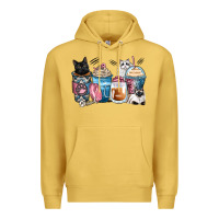 Antique Gold cat coffee cups Premium Hoodie - Zillion Design Studio