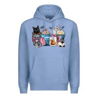 Colony Blue cat coffee cups Premium Hoodie - Zillion Design Studio
