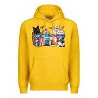 Lemon cat coffee cups Premium Hoodie - Zillion Design Studio