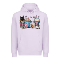 Lilac cat coffee cups Premium Hoodie - Zillion Design Studio
