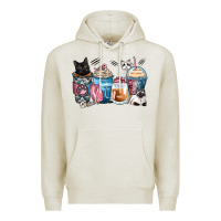 Oatmeal Heather cat coffee cups Premium Hoodie - Zillion Design Studio