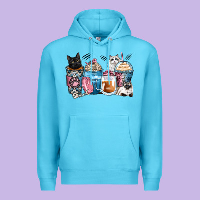 Cat Coffee Cups Premium Hoodie Designed By Zillion Design Studio
