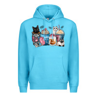 Ocean Blue cat coffee cups Premium Hoodie - Zillion Design Studio