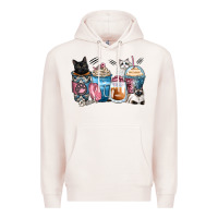 Pale Pink cat coffee cups Premium Hoodie - Zillion Design Studio