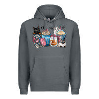 Rock cat coffee cups Premium Hoodie - Zillion Design Studio