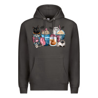 Smoke cat coffee cups Premium Hoodie - Zillion Design Studio