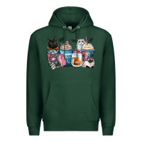 Sports Green cat coffee cups Premium Hoodie - Zillion Design Studio