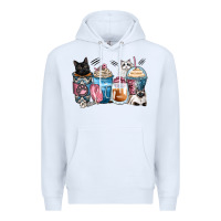 White cat coffee cups Premium Hoodie - Zillion Design Studio
