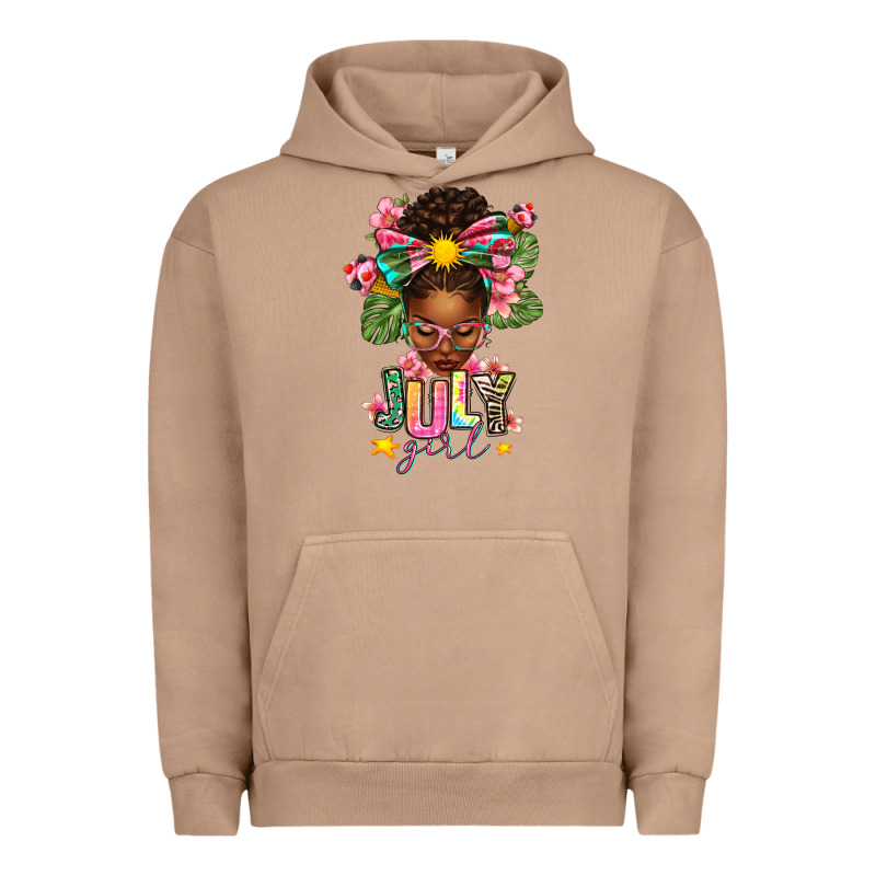 July Girl Afro Woman Summer Urban Hoodie by texasbilliewilder | Teevron