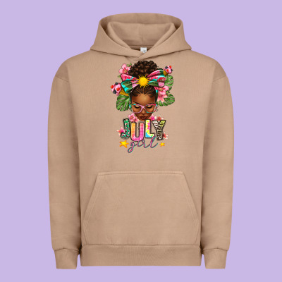 July Girl Afro Woman Summer Urban Hoodie Designed By Texasbilliewilder