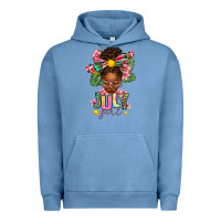 Pigment Pebble Blue july girl afro woman summer Urban Hoodie - texasbilliewilder