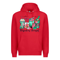Red respiratory therapist coffee cups Premium Hoodie - Zillion Design Studio