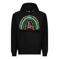 Black merry and bright rainbow christmas Premium Hoodie - RanaPortraitStore