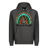 Charcoal Heather merry and bright rainbow christmas Premium Hoodie - RanaPortraitStore