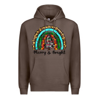 Coffee merry and bright rainbow christmas Premium Hoodie - RanaPortraitStore