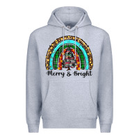 Heather Grey merry and bright rainbow christmas Premium Hoodie - RanaPortraitStore