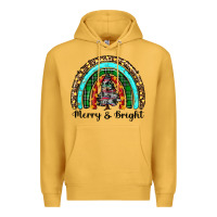 Mustard merry and bright rainbow christmas Premium Hoodie - RanaPortraitStore