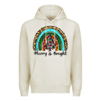 Oatmeal Heather merry and bright rainbow christmas Premium Hoodie - RanaPortraitStore