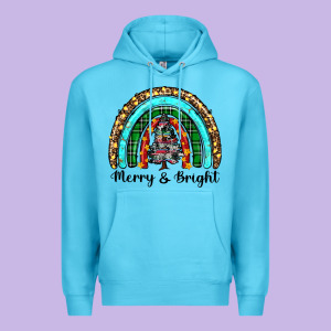 Merry And Bright Rainbow Christmas Premium Hoodie Designed By Ranaportraitstore