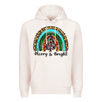 Pale Pink merry and bright rainbow christmas Premium Hoodie - RanaPortraitStore