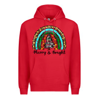 Red merry and bright rainbow christmas Premium Hoodie - RanaPortraitStore
