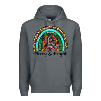 Rock merry and bright rainbow christmas Premium Hoodie - RanaPortraitStore