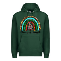 Sports Green merry and bright rainbow christmas Premium Hoodie - RanaPortraitStore