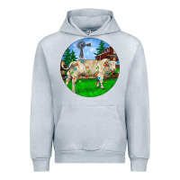 Heather Grey christmas charolais bull and barnyard Urban Hoodie - RanaPortraitStore