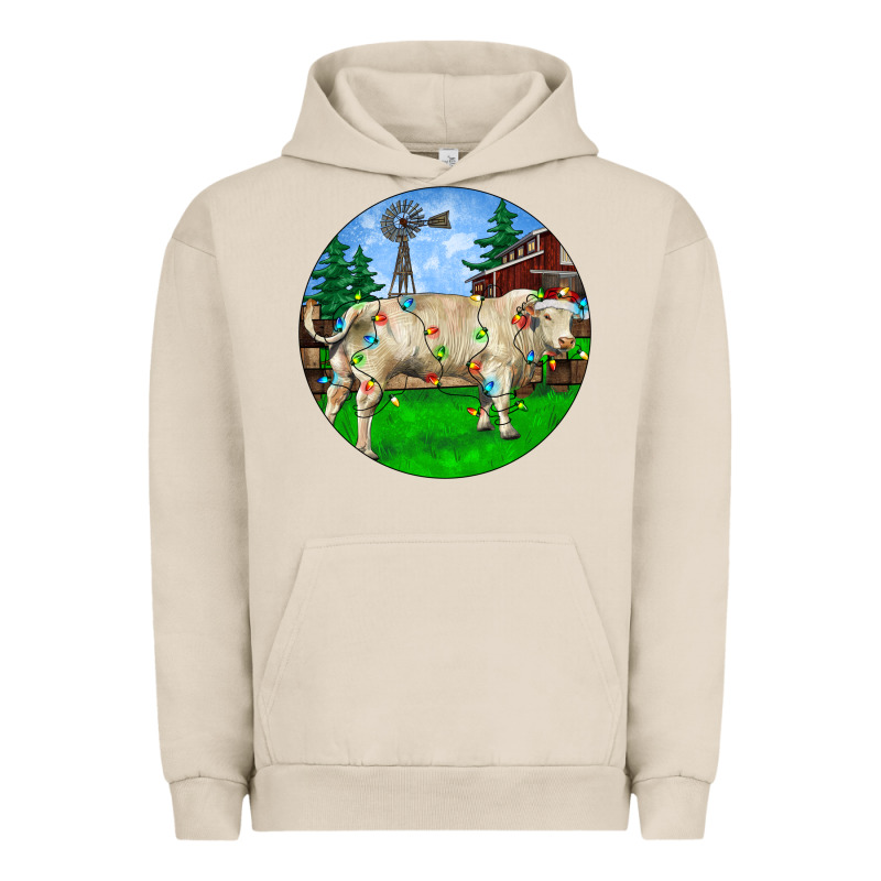 Christmas Charolais Bull And Barnyard Urban Hoodie by RanaPortraitStore | Teevron