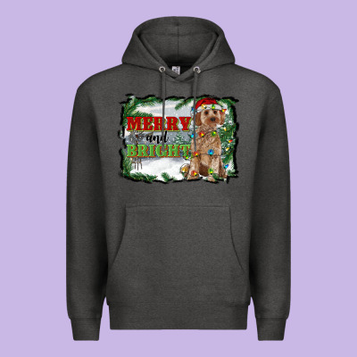 Merry And Bright Cockapoo Premium Hoodie Designed By Ranaportraitstore