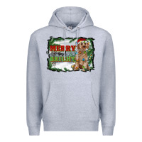 Heather Grey merry and bright cockapoo Premium Hoodie - RanaPortraitStore
