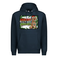 Navy merry and bright cockapoo Premium Hoodie - RanaPortraitStore
