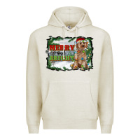 Oatmeal Heather merry and bright cockapoo Premium Hoodie - RanaPortraitStore