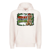 Pale Pink merry and bright cockapoo Premium Hoodie - RanaPortraitStore