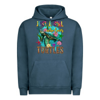 Pigment Midnight Navy just a girl who loves turtles Urban Hoodie - texasbilliewilder