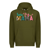 Army Green twin mama with flowers Premium Hoodie - texasbilliewilder