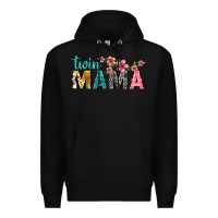 Black twin mama with flowers Premium Hoodie - texasbilliewilder