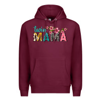 Burgundy twin mama with flowers Premium Hoodie - texasbilliewilder