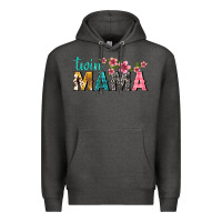 Charcoal Heather twin mama with flowers Premium Hoodie - texasbilliewilder
