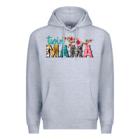 Heather Grey twin mama with flowers Premium Hoodie - texasbilliewilder