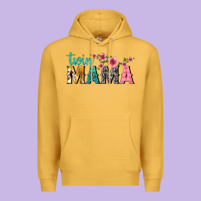 Twin Mama With Flowers Premium Hoodie Designed By Texasbilliewilder