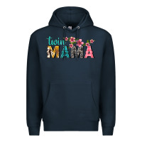 Navy twin mama with flowers Premium Hoodie - texasbilliewilder
