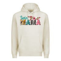 Oatmeal Heather twin mama with flowers Premium Hoodie - texasbilliewilder