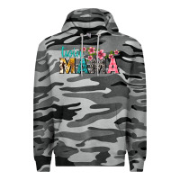 Slate Camo twin mama with flowers Premium Hoodie - texasbilliewilder